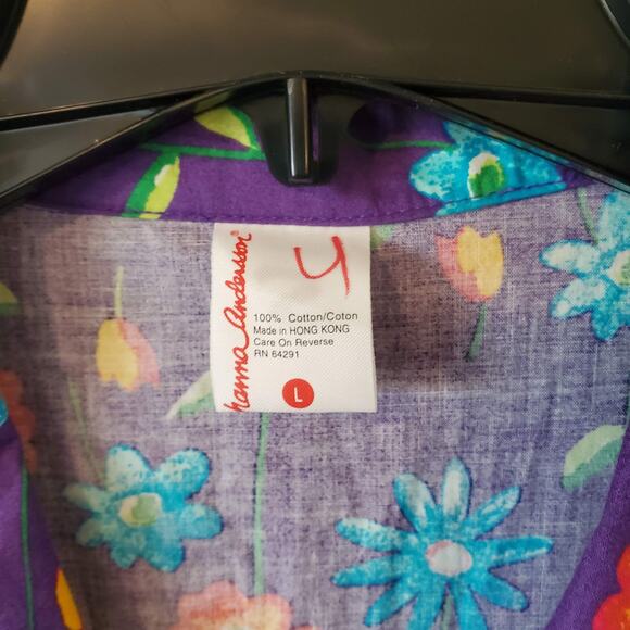 Hanna Andersson Sleeveless Button Front Floral Print Midi Dress Large Purple - Picture 4 of 4